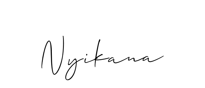 The best way (Allison_Script) to make a short signature is to pick only two or three words in your name. The name Nyikana include a total of six letters. For converting this name. Nyikana signature style 2 images and pictures png