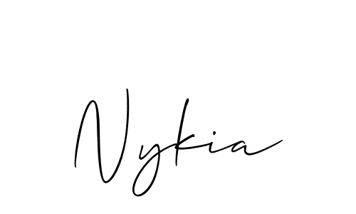 The best way (Allison_Script) to make a short signature is to pick only two or three words in your name. The name Nykia include a total of six letters. For converting this name. Nykia signature style 2 images and pictures png