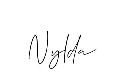 if you are searching for the best signature style for your name Nylda. so please give up your signature search. here we have designed multiple signature styles  using Allison_Script. Nylda signature style 2 images and pictures png