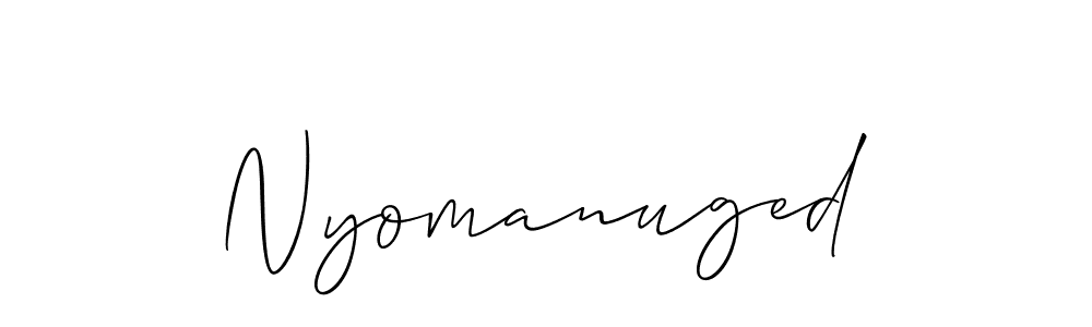 The best way (Allison_Script) to make a short signature is to pick only two or three words in your name. The name Nyomanuged include a total of six letters. For converting this name. Nyomanuged signature style 2 images and pictures png