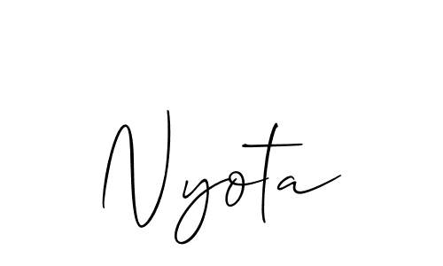 Use a signature maker to create a handwritten signature online. With this signature software, you can design (Allison_Script) your own signature for name Nyota. Nyota signature style 2 images and pictures png