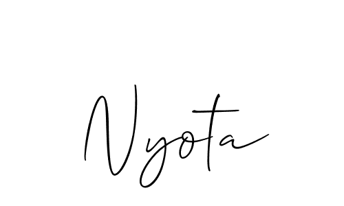 Use a signature maker to create a handwritten signature online. With this signature software, you can design (Allison_Script) your own signature for name Nyota. Nyota signature style 2 images and pictures png