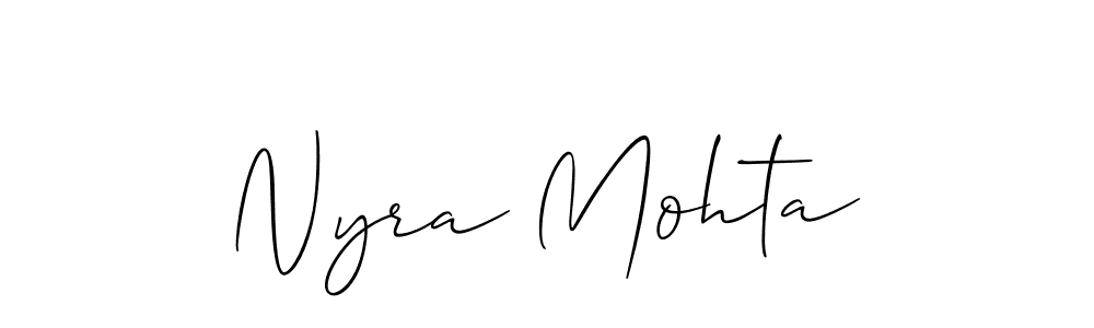 Allison_Script is a professional signature style that is perfect for those who want to add a touch of class to their signature. It is also a great choice for those who want to make their signature more unique. Get Nyra Mohta name to fancy signature for free. Nyra Mohta signature style 2 images and pictures png