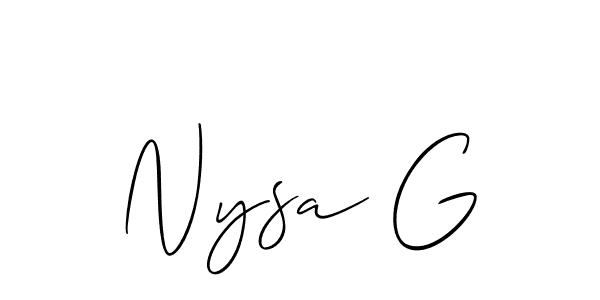 It looks lik you need a new signature style for name Nysa G. Design unique handwritten (Allison_Script) signature with our free signature maker in just a few clicks. Nysa G signature style 2 images and pictures png
