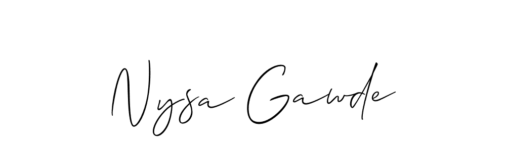 You should practise on your own different ways (Allison_Script) to write your name (Nysa Gawde) in signature. don't let someone else do it for you. Nysa Gawde signature style 2 images and pictures png