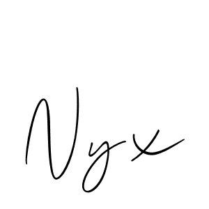 Use a signature maker to create a handwritten signature online. With this signature software, you can design (Allison_Script) your own signature for name Nyx. Nyx signature style 2 images and pictures png
