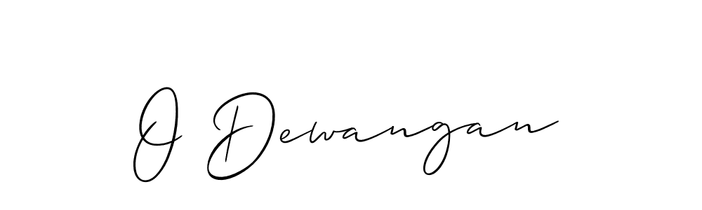 Use a signature maker to create a handwritten signature online. With this signature software, you can design (Allison_Script) your own signature for name O Dewangan. O Dewangan signature style 2 images and pictures png
