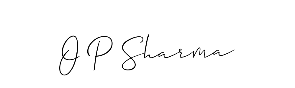 Create a beautiful signature design for name O P Sharma. With this signature (Allison_Script) fonts, you can make a handwritten signature for free. O P Sharma signature style 2 images and pictures png