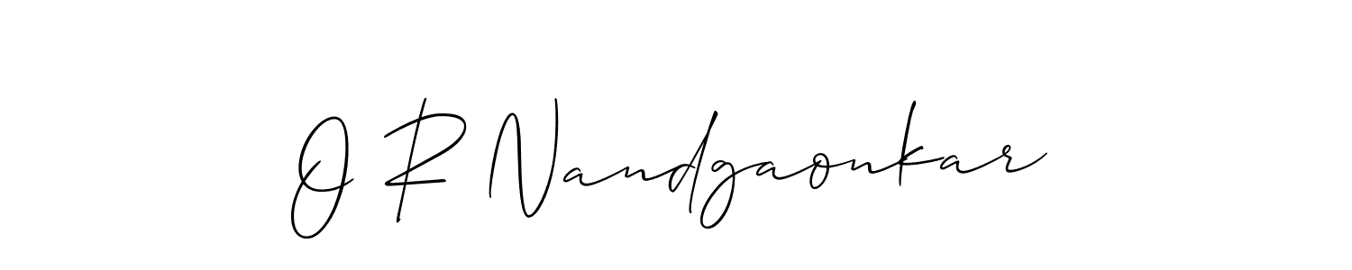 Use a signature maker to create a handwritten signature online. With this signature software, you can design (Allison_Script) your own signature for name O R Nandgaonkar. O R Nandgaonkar signature style 2 images and pictures png