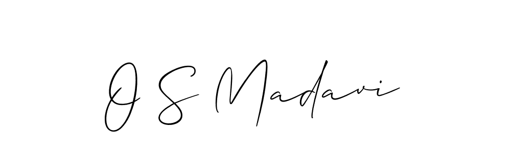 How to make O S Madavi name signature. Use Allison_Script style for creating short signs online. This is the latest handwritten sign. O S Madavi signature style 2 images and pictures png