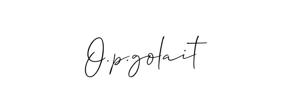 Use a signature maker to create a handwritten signature online. With this signature software, you can design (Allison_Script) your own signature for name O.p.golait. O.p.golait signature style 2 images and pictures png