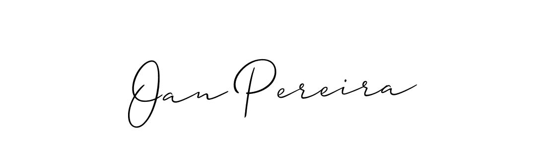 The best way (Allison_Script) to make a short signature is to pick only two or three words in your name. The name Oan Pereira include a total of six letters. For converting this name. Oan Pereira signature style 2 images and pictures png