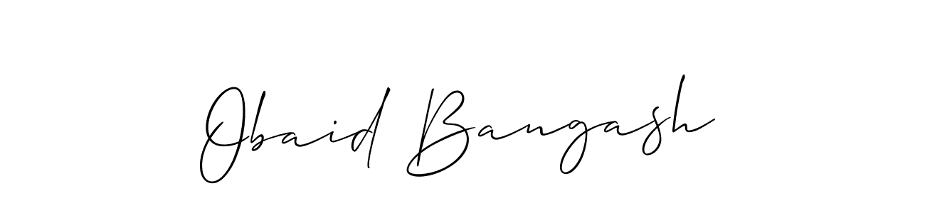 How to make Obaid Bangash name signature. Use Allison_Script style for creating short signs online. This is the latest handwritten sign. Obaid Bangash signature style 2 images and pictures png