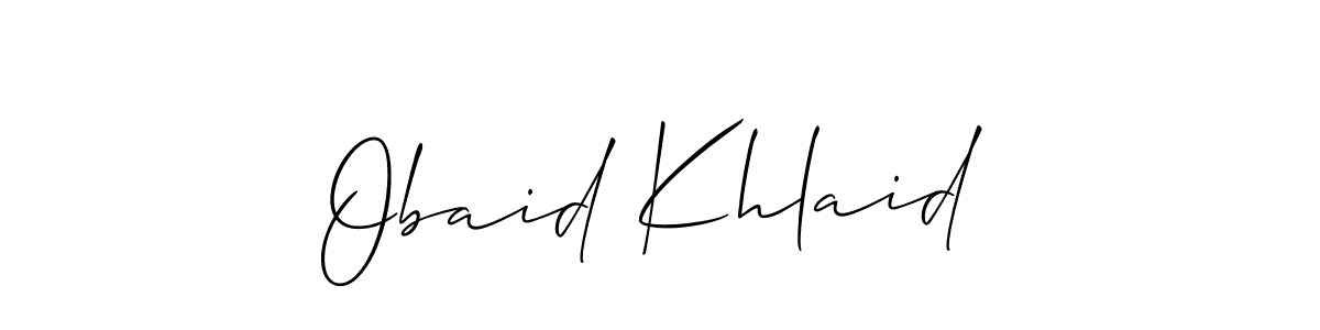 How to make Obaid Khlaid name signature. Use Allison_Script style for creating short signs online. This is the latest handwritten sign. Obaid Khlaid signature style 2 images and pictures png