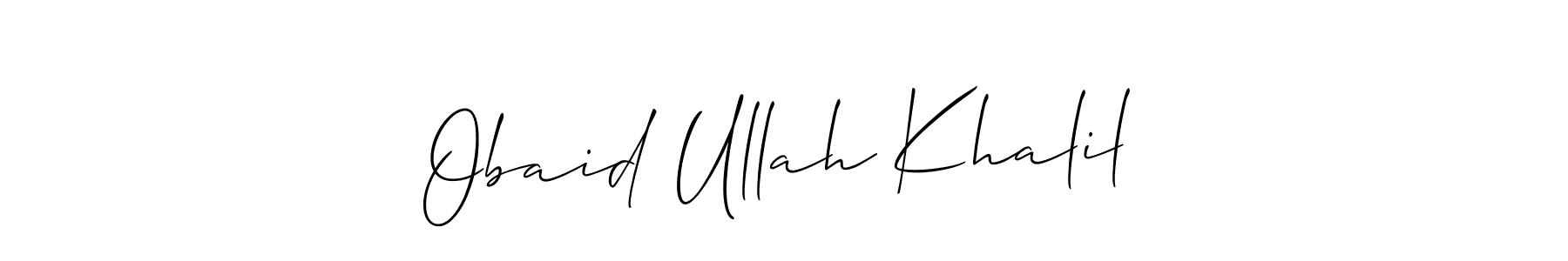 Design your own signature with our free online signature maker. With this signature software, you can create a handwritten (Allison_Script) signature for name Obaid Ullah Khalil. Obaid Ullah Khalil signature style 2 images and pictures png