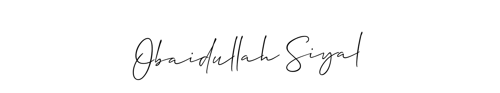 Allison_Script is a professional signature style that is perfect for those who want to add a touch of class to their signature. It is also a great choice for those who want to make their signature more unique. Get Obaidullah Siyal name to fancy signature for free. Obaidullah Siyal signature style 2 images and pictures png