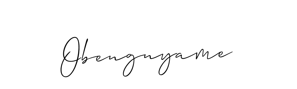 Use a signature maker to create a handwritten signature online. With this signature software, you can design (Allison_Script) your own signature for name Obengnyame. Obengnyame signature style 2 images and pictures png