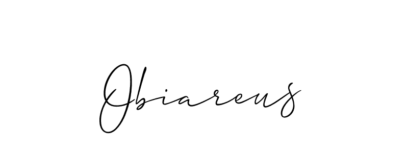 Design your own signature with our free online signature maker. With this signature software, you can create a handwritten (Allison_Script) signature for name Obiareus. Obiareus signature style 2 images and pictures png