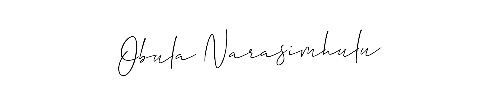 Create a beautiful signature design for name Obula Narasimhulu. With this signature (Allison_Script) fonts, you can make a handwritten signature for free. Obula Narasimhulu signature style 2 images and pictures png