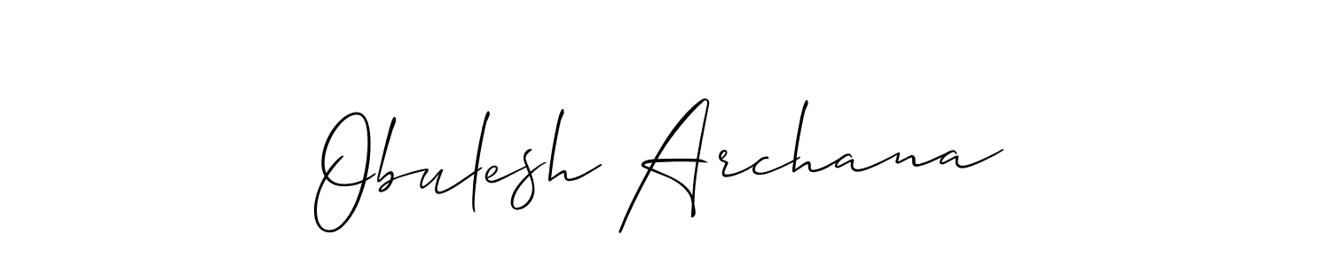 How to make Obulesh Archana name signature. Use Allison_Script style for creating short signs online. This is the latest handwritten sign. Obulesh Archana signature style 2 images and pictures png