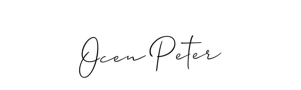 How to make Ocen Peter name signature. Use Allison_Script style for creating short signs online. This is the latest handwritten sign. Ocen Peter signature style 2 images and pictures png