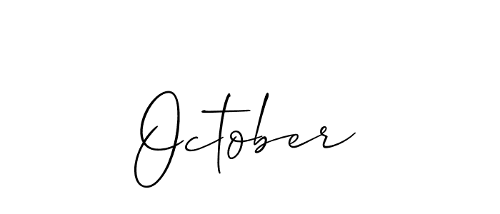 Create a beautiful signature design for name October. With this signature (Allison_Script) fonts, you can make a handwritten signature for free. October signature style 2 images and pictures png