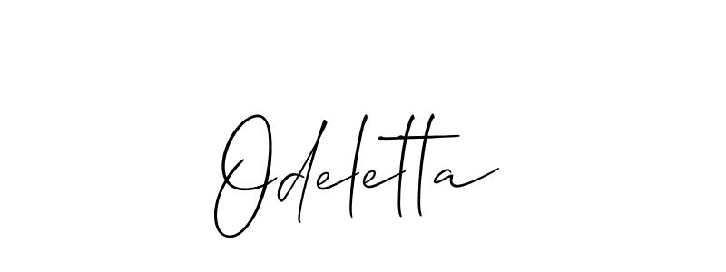 Also You can easily find your signature by using the search form. We will create Odeletta name handwritten signature images for you free of cost using Allison_Script sign style. Odeletta signature style 2 images and pictures png