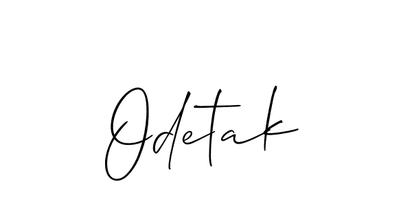 How to make Odetak name signature. Use Allison_Script style for creating short signs online. This is the latest handwritten sign. Odetak signature style 2 images and pictures png