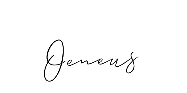 Use a signature maker to create a handwritten signature online. With this signature software, you can design (Allison_Script) your own signature for name Oeneus. Oeneus signature style 2 images and pictures png