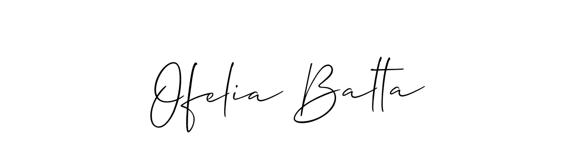 Create a beautiful signature design for name Ofelia Balta. With this signature (Allison_Script) fonts, you can make a handwritten signature for free. Ofelia Balta signature style 2 images and pictures png