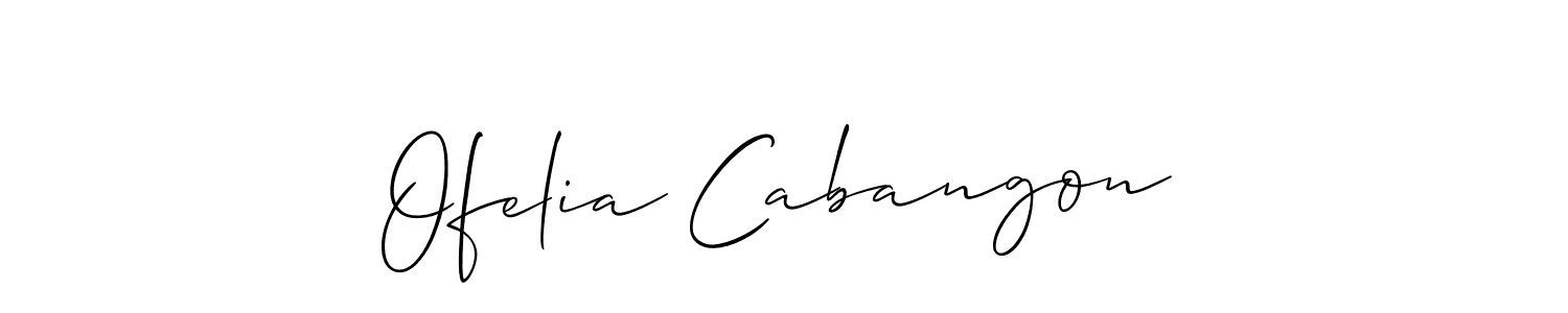 How to make Ofelia Cabangon name signature. Use Allison_Script style for creating short signs online. This is the latest handwritten sign. Ofelia Cabangon signature style 2 images and pictures png