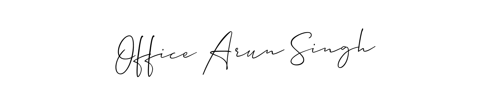 Similarly Allison_Script is the best handwritten signature design. Signature creator online .You can use it as an online autograph creator for name Office Arun Singh. Office Arun Singh signature style 2 images and pictures png
