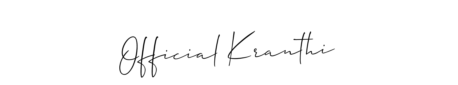 The best way (Allison_Script) to make a short signature is to pick only two or three words in your name. The name Official Kranthi include a total of six letters. For converting this name. Official Kranthi signature style 2 images and pictures png