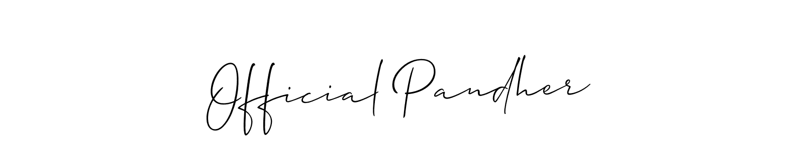 Similarly Allison_Script is the best handwritten signature design. Signature creator online .You can use it as an online autograph creator for name Official Pandher. Official Pandher signature style 2 images and pictures png