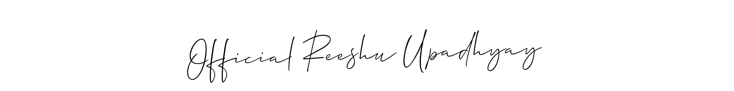 Allison_Script is a professional signature style that is perfect for those who want to add a touch of class to their signature. It is also a great choice for those who want to make their signature more unique. Get Official Reeshu Upadhyay name to fancy signature for free. Official Reeshu Upadhyay signature style 2 images and pictures png