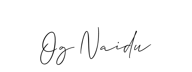 Allison_Script is a professional signature style that is perfect for those who want to add a touch of class to their signature. It is also a great choice for those who want to make their signature more unique. Get Og Naidu name to fancy signature for free. Og Naidu signature style 2 images and pictures png