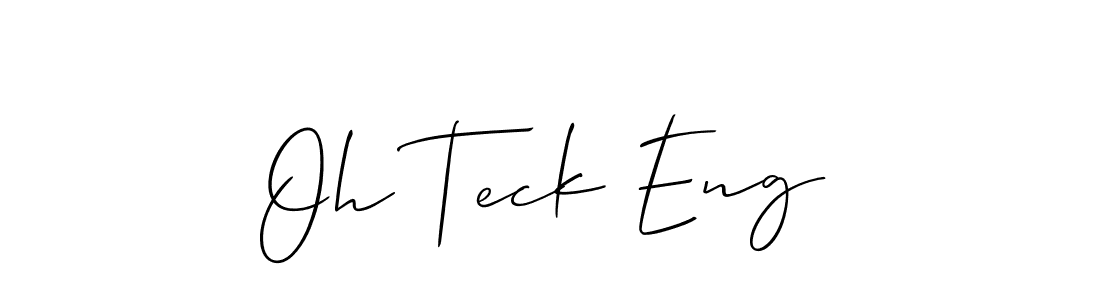 The best way (Allison_Script) to make a short signature is to pick only two or three words in your name. The name Oh Teck Eng include a total of six letters. For converting this name. Oh Teck Eng signature style 2 images and pictures png