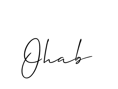 Allison_Script is a professional signature style that is perfect for those who want to add a touch of class to their signature. It is also a great choice for those who want to make their signature more unique. Get Ohab name to fancy signature for free. Ohab signature style 2 images and pictures png