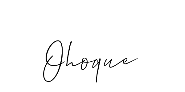 Make a beautiful signature design for name Ohoque. With this signature (Allison_Script) style, you can create a handwritten signature for free. Ohoque signature style 2 images and pictures png