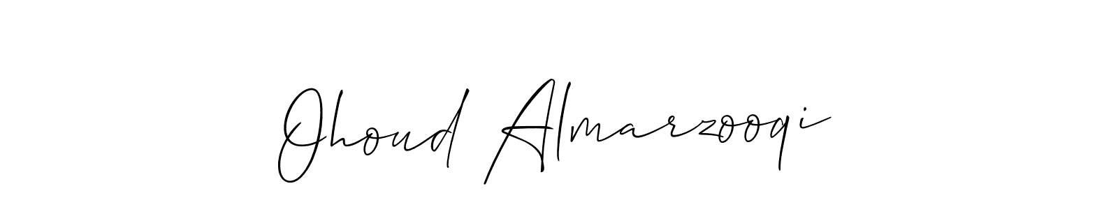 How to make Ohoud Almarzooqi name signature. Use Allison_Script style for creating short signs online. This is the latest handwritten sign. Ohoud Almarzooqi signature style 2 images and pictures png