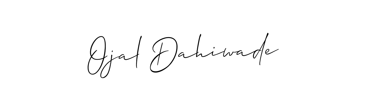 This is the best signature style for the Ojal Dahiwade name. Also you like these signature font (Allison_Script). Mix name signature. Ojal Dahiwade signature style 2 images and pictures png