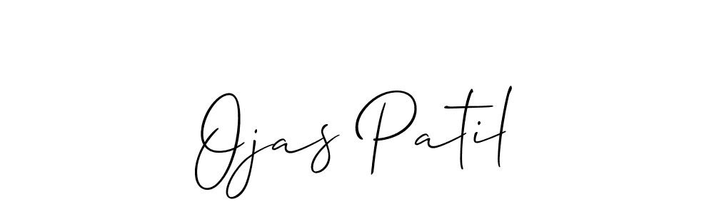 How to make Ojas Patil name signature. Use Allison_Script style for creating short signs online. This is the latest handwritten sign. Ojas Patil signature style 2 images and pictures png