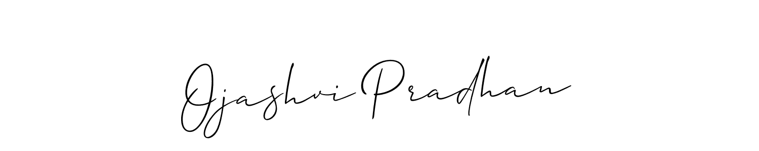 Create a beautiful signature design for name Ojashvi Pradhan. With this signature (Allison_Script) fonts, you can make a handwritten signature for free. Ojashvi Pradhan signature style 2 images and pictures png