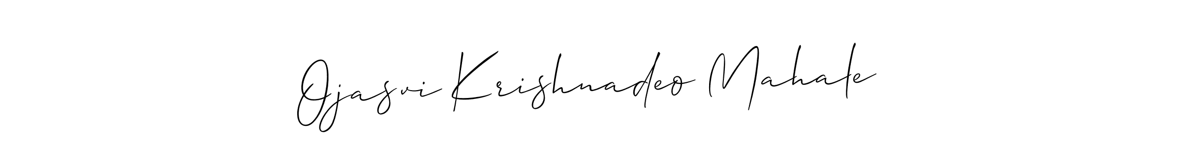 Also we have Ojasvi Krishnadeo Mahale name is the best signature style. Create professional handwritten signature collection using Allison_Script autograph style. Ojasvi Krishnadeo Mahale signature style 2 images and pictures png