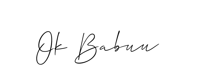 The best way (Allison_Script) to make a short signature is to pick only two or three words in your name. The name Ok Babuu include a total of six letters. For converting this name. Ok Babuu signature style 2 images and pictures png