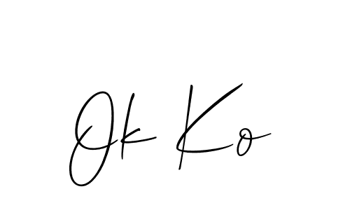 Use a signature maker to create a handwritten signature online. With this signature software, you can design (Allison_Script) your own signature for name Ok Ko. Ok Ko signature style 2 images and pictures png