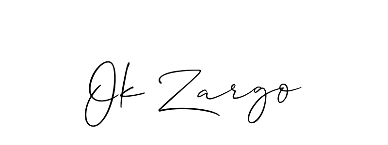 The best way (Allison_Script) to make a short signature is to pick only two or three words in your name. The name Ok Zargo include a total of six letters. For converting this name. Ok Zargo signature style 2 images and pictures png