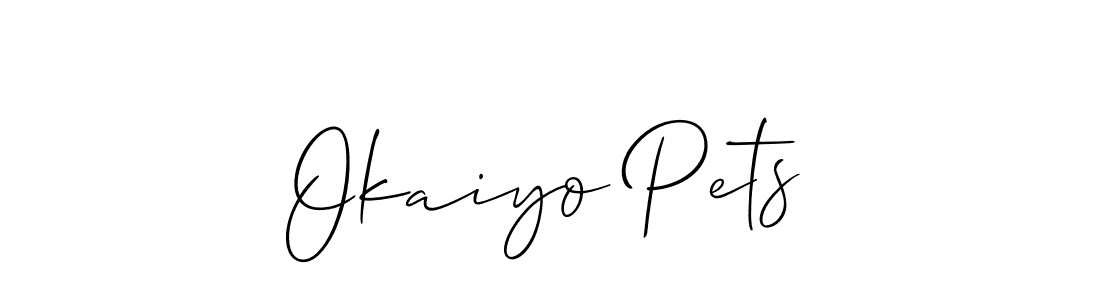 The best way (Allison_Script) to make a short signature is to pick only two or three words in your name. The name Okaiyo Pets include a total of six letters. For converting this name. Okaiyo Pets signature style 2 images and pictures png