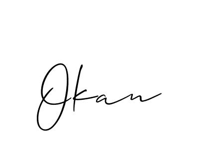 You should practise on your own different ways (Allison_Script) to write your name (Okan) in signature. don't let someone else do it for you. Okan signature style 2 images and pictures png