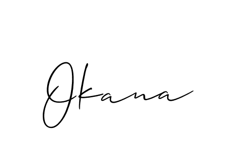 Make a beautiful signature design for name Okana. With this signature (Allison_Script) style, you can create a handwritten signature for free. Okana signature style 2 images and pictures png